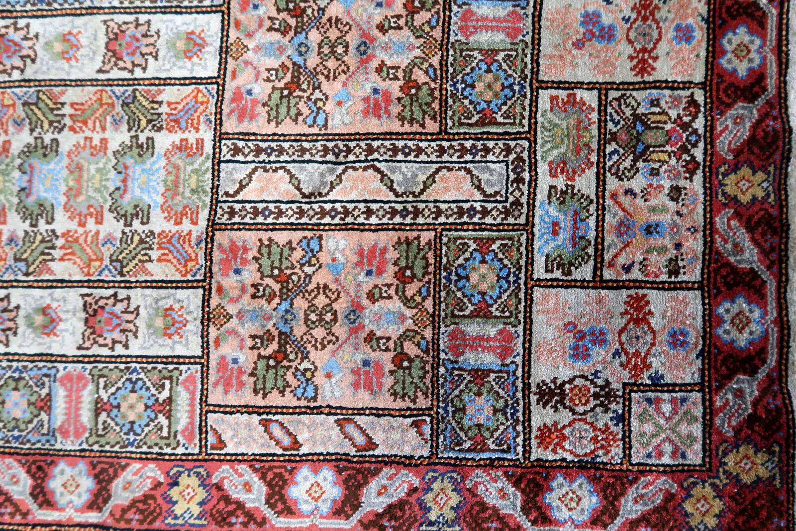 Handmade vintage Tunisian silk rug 51cm x 97cm, 1970s
