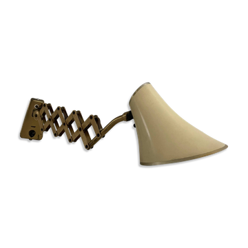 Lampe murale à ciseaux en métal crème et laiton par Karl Lang pour SIS Licht, années 1950, Allemagne