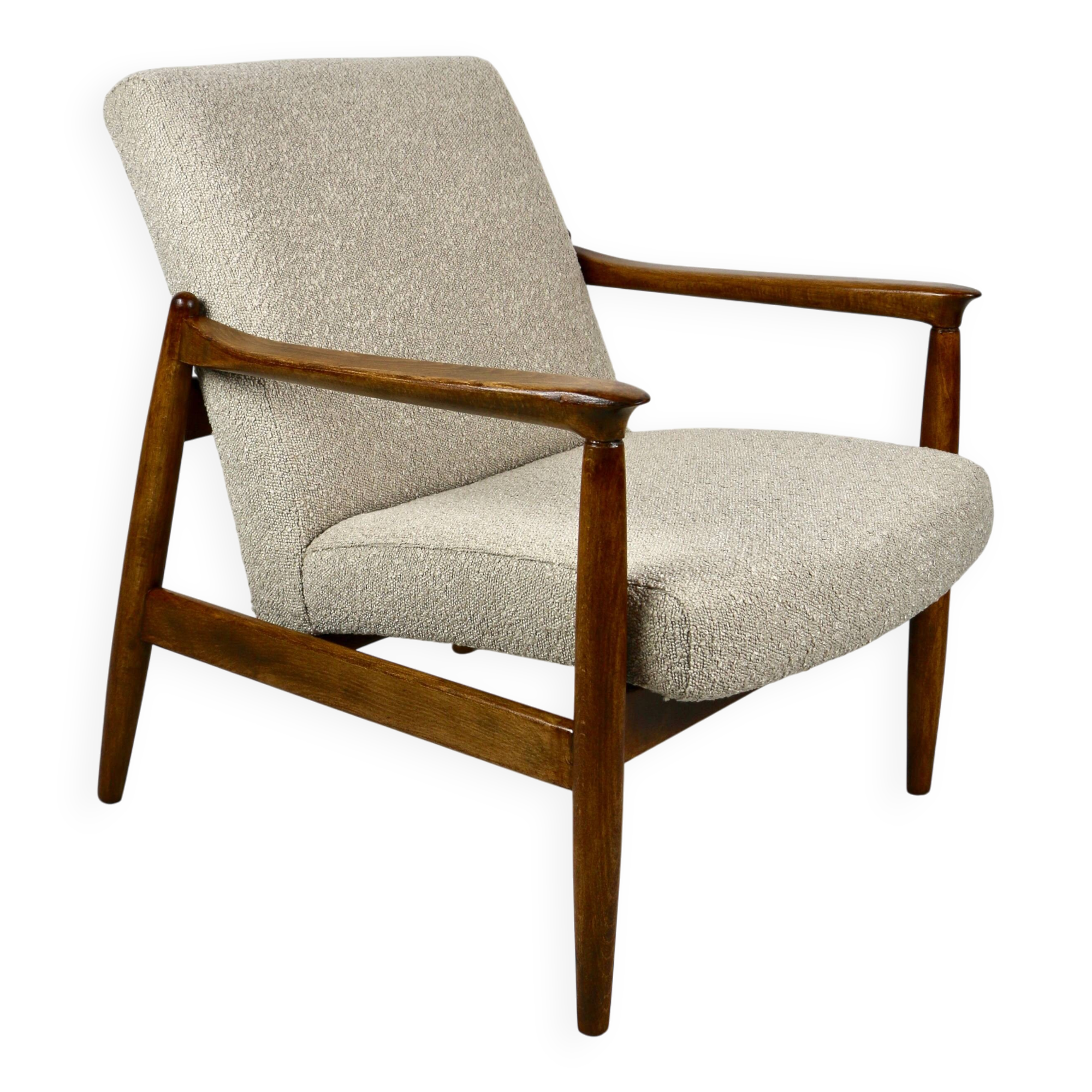 GFM-64 armchair, design by Edmund Homa from the 70s, beige boucle