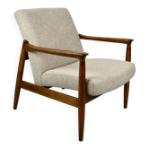 Fauteuil GFM-64, design d'Edmund Homa des années 70, tissu bouclé beige
