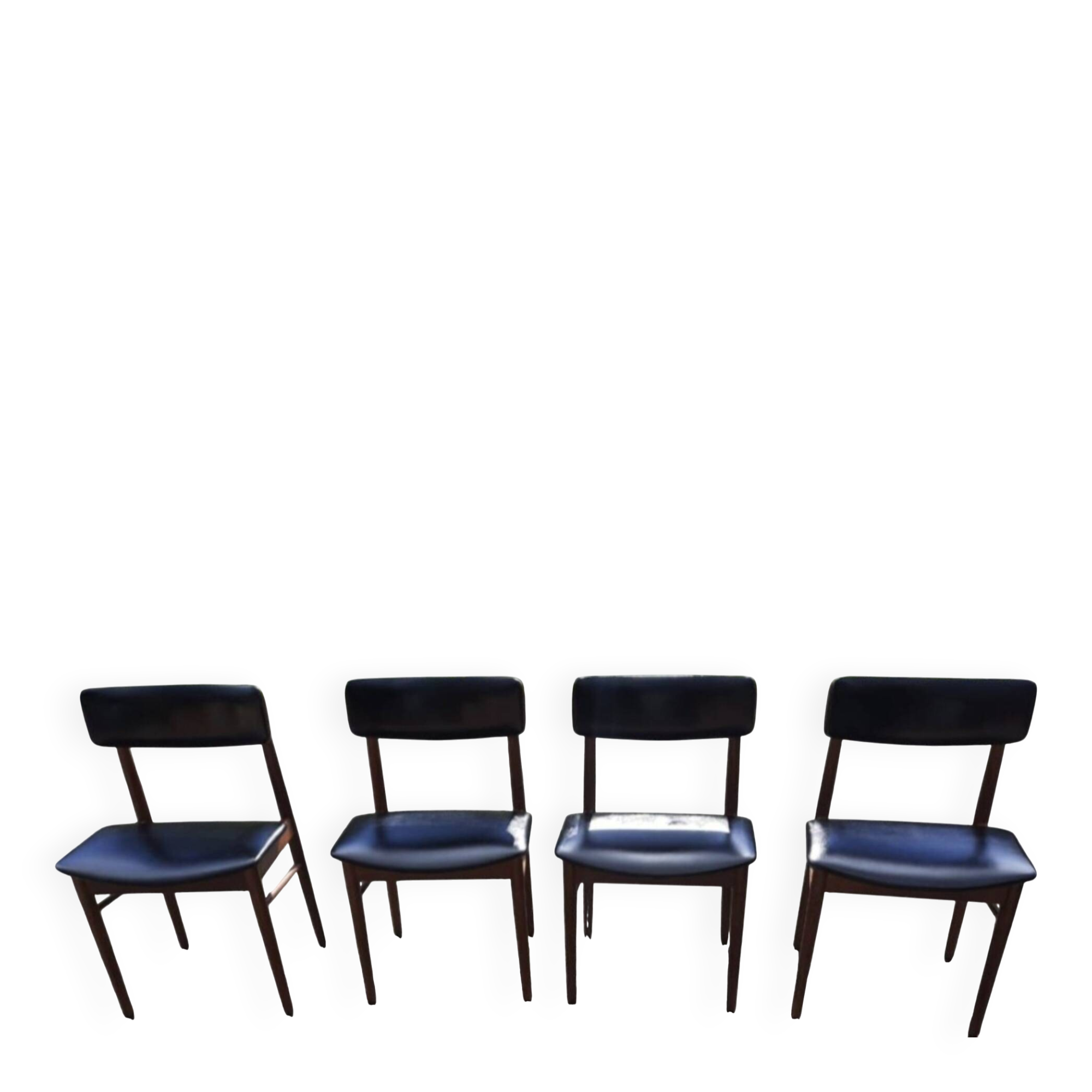 4 Scandinavian chairs in teak and black leatherette by Sven Chrobat Sax