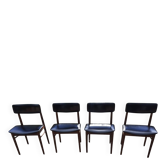 Lot of 4 Scandinavian chairs in teak and black faux leather by Sven Chrobat Sax.