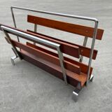Vintage magazine rack from  rosewood and chrome design