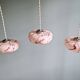 Set of 3 pendants in pink marbled opaline