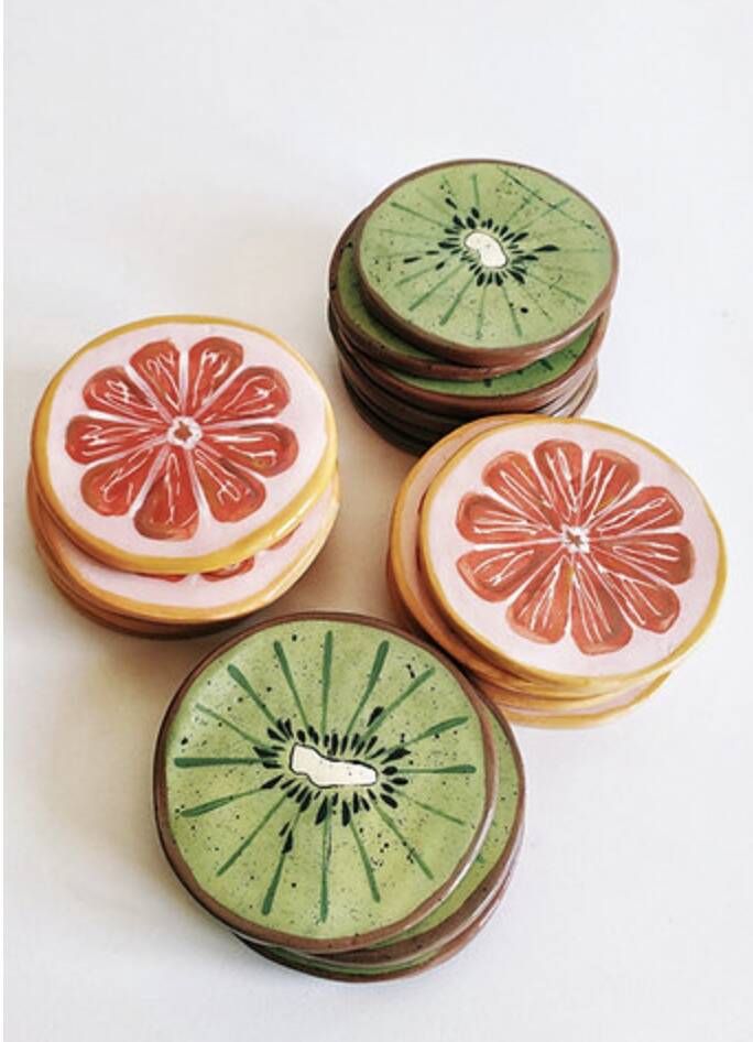 Pink grapefruit coaster