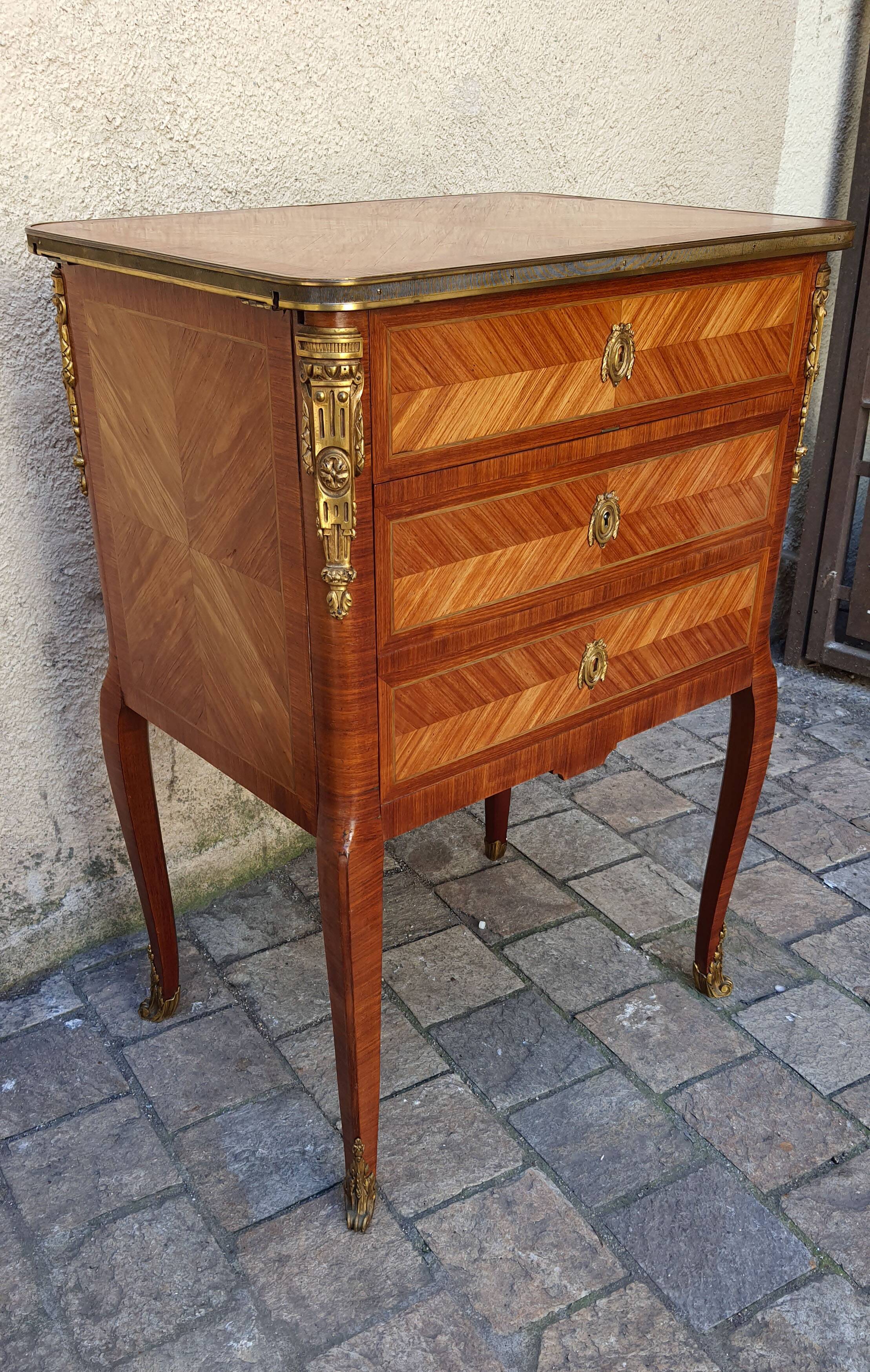 Louis XV Marquetry Bar Cabinet