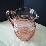 Vintage water carafe, pink glass jug 1.45 L