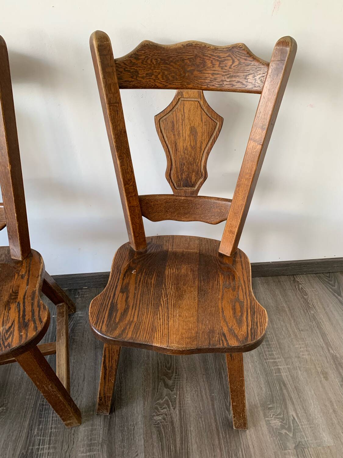 Pair of Brutalist Oak Chairs