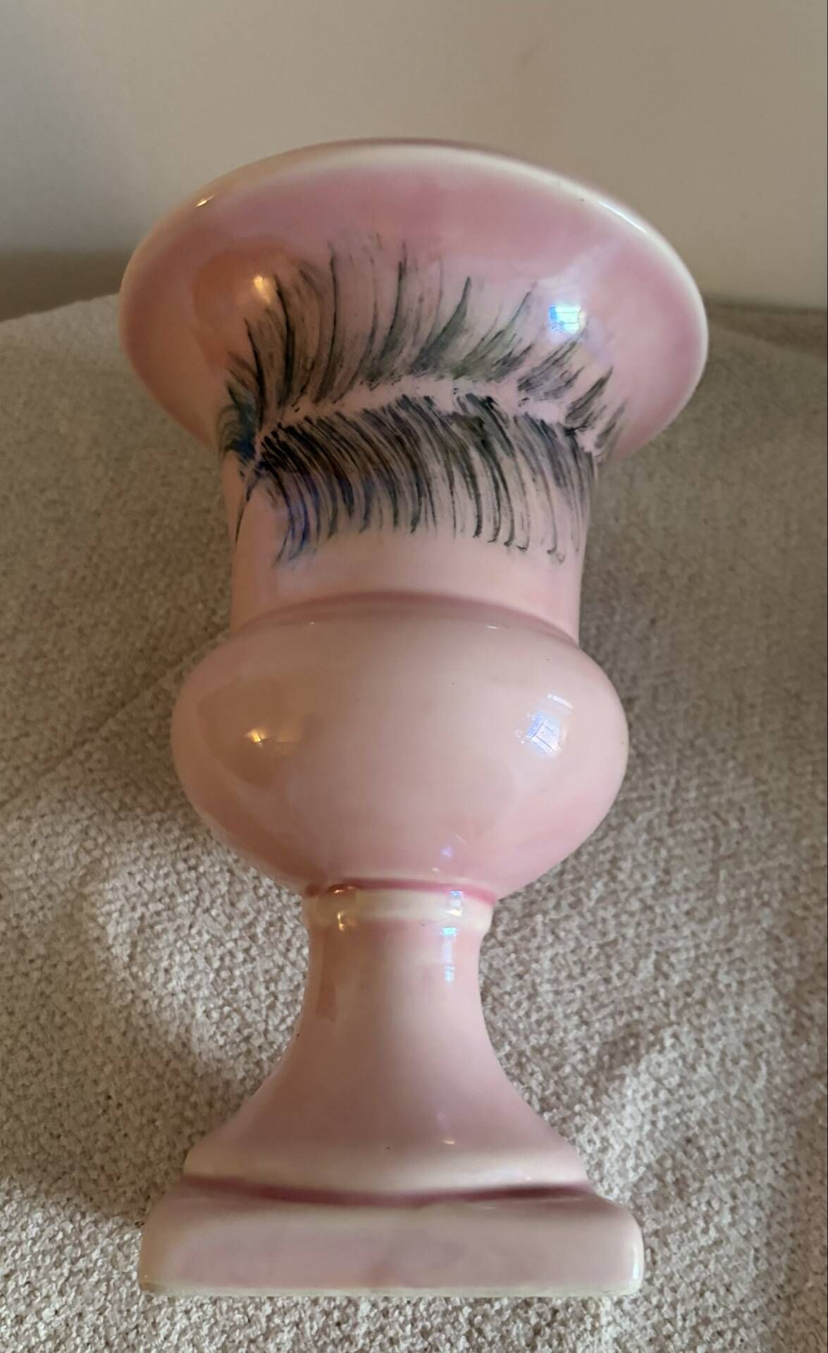Mid-Century Vintage Pink Ceramic Urn Vase by Soveram France – Hand-Sha