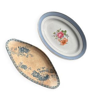 Pair of delightful antique faience – Sarreguemines "Royat" and Lunéville