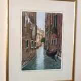 Watercolor depicting a glimpse of a canal in Venice or Chioggia signed