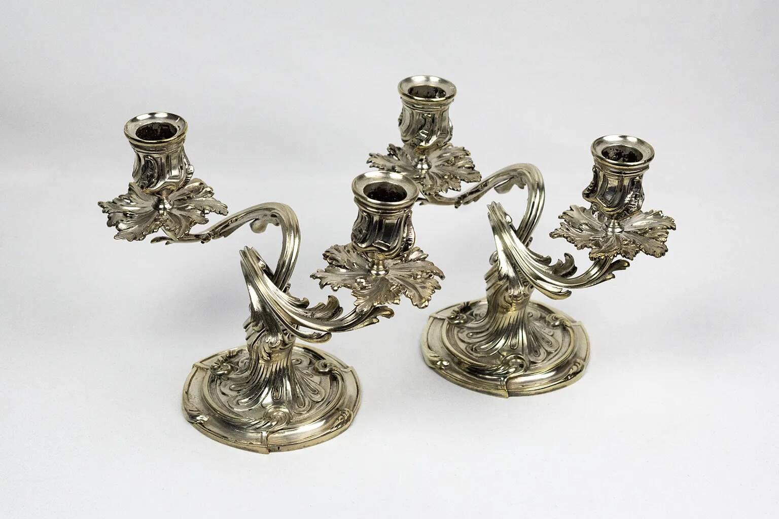 Pair of Christofle candlesticks 19th century – Trianon model silver-plated bronze