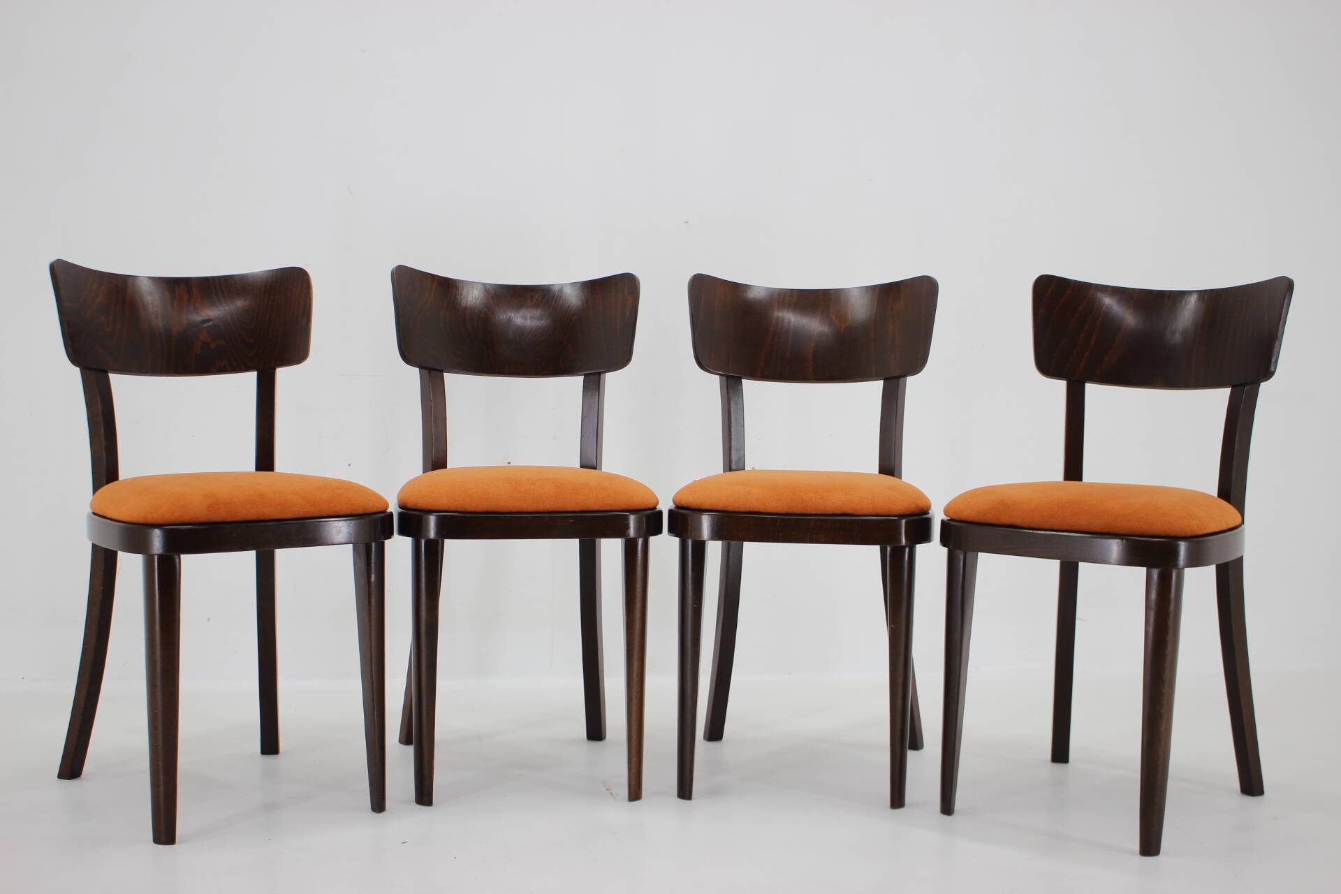 1950s Set of Four Restored Dining Chairs, Czechoslovakia