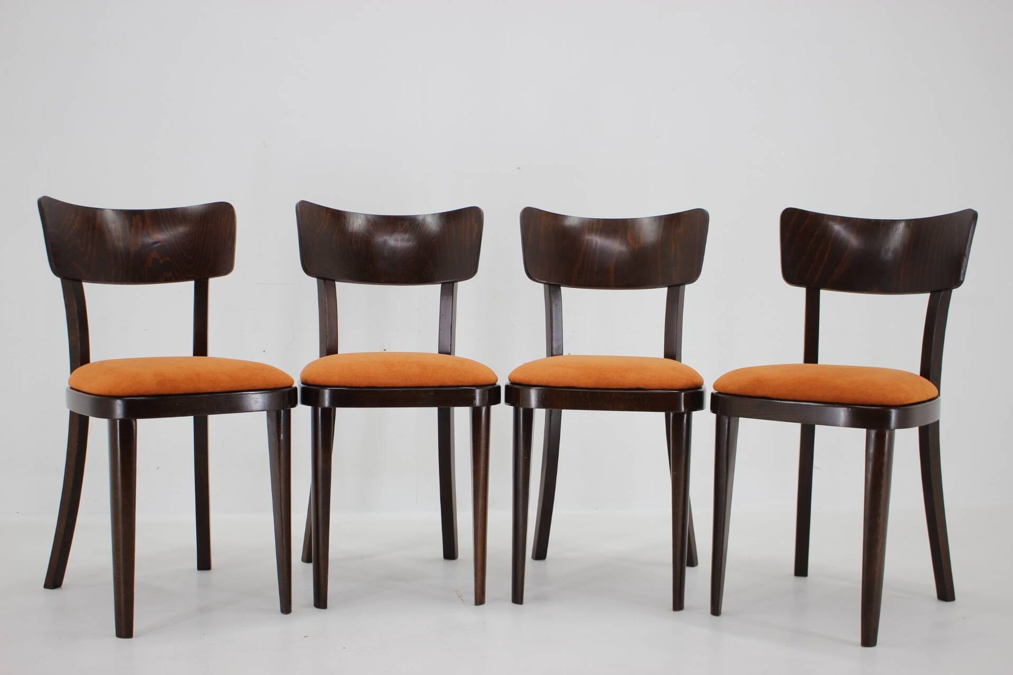 1950s Set of Four Restored Dining Chairs, Czechoslovakia