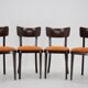 1950s Set of Four Restored Dining Chairs, Czechoslovakia