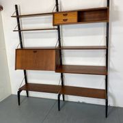 Mid-Century Danish Style Teak and Brass Wall System Unit by Louis Van Teeffelen for Wébé, 1950s