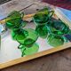 6 emerald green cups – 1970s, retro light