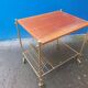 Serving table with wheels vinyl record holder steel file gilded wood vintage