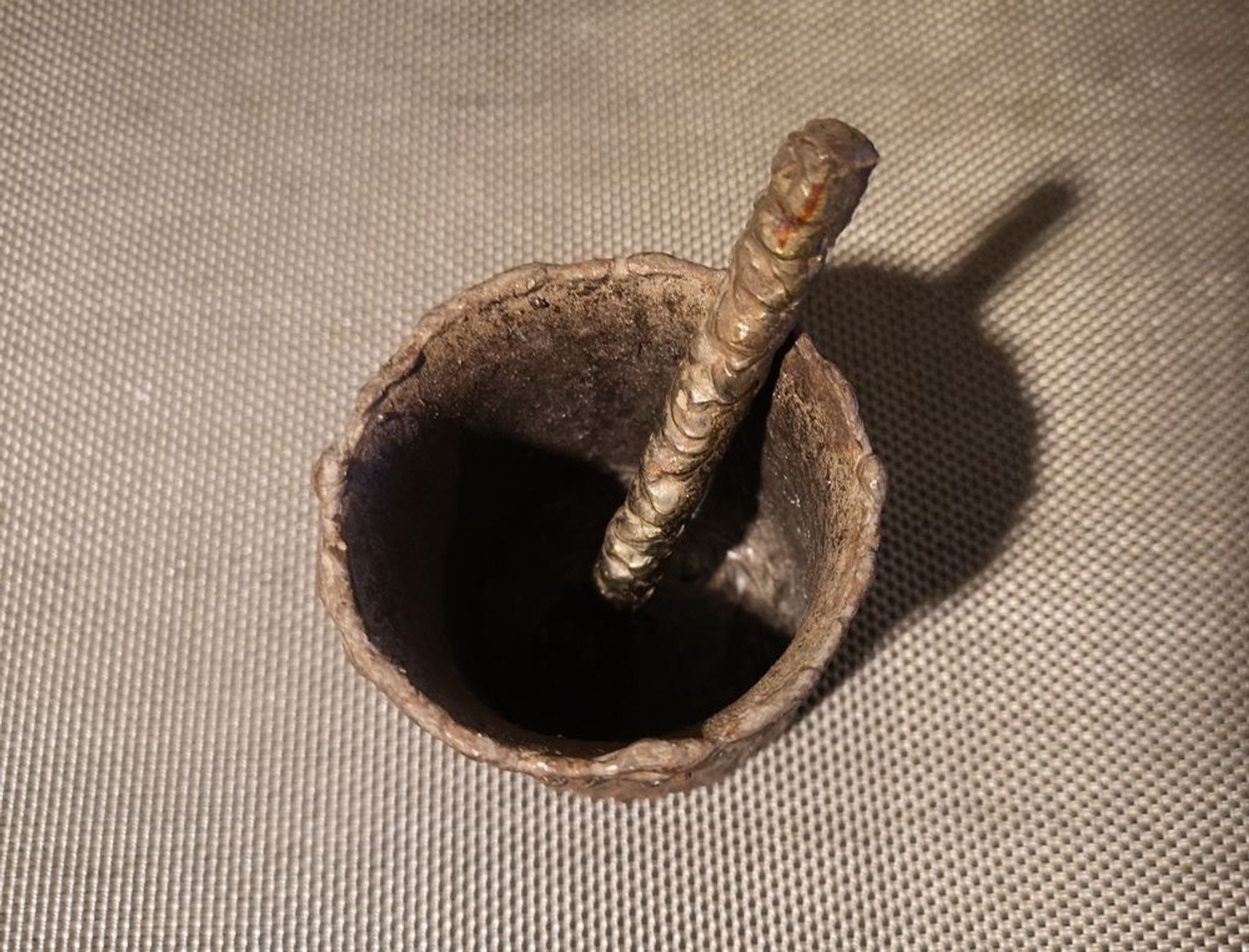 Patinated bronze spice mortar and pestle irregularly shaped - 1970s