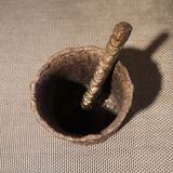 Patinated bronze spice mortar and pestle irregularly shaped - 1970s