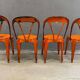 Set of four industrial metal dining chairs by Joseph Mathieu, painted steel, 1920s, France