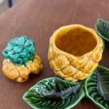 Vintage ceramic pineapple-shaped mustard pots - tableware