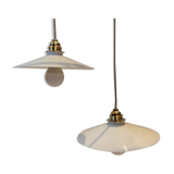 Duo of vintage opaline pendant lights