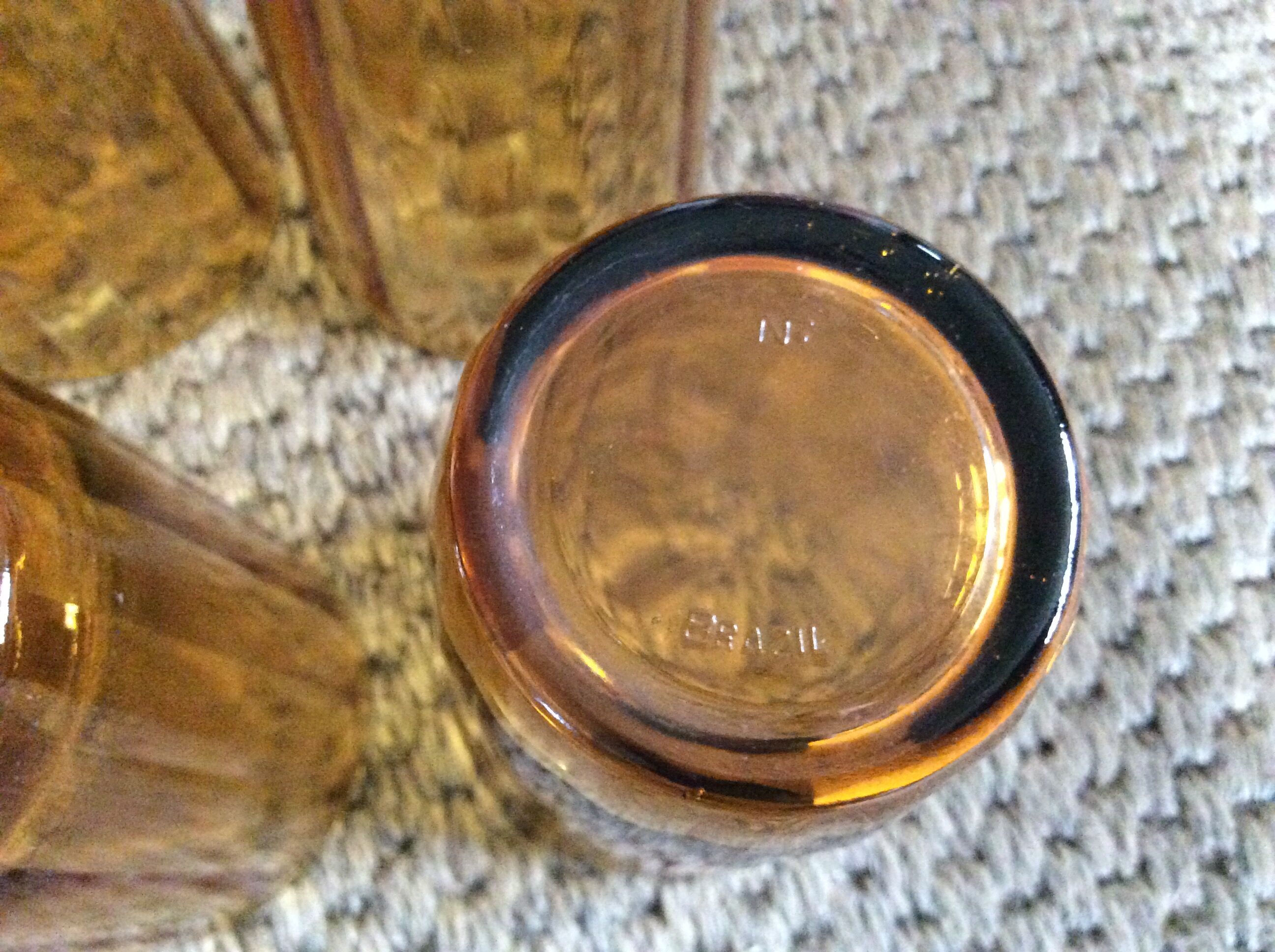 Series of 6 amber glasses