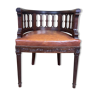 Louis XVI style office armchair in mahogany and leather