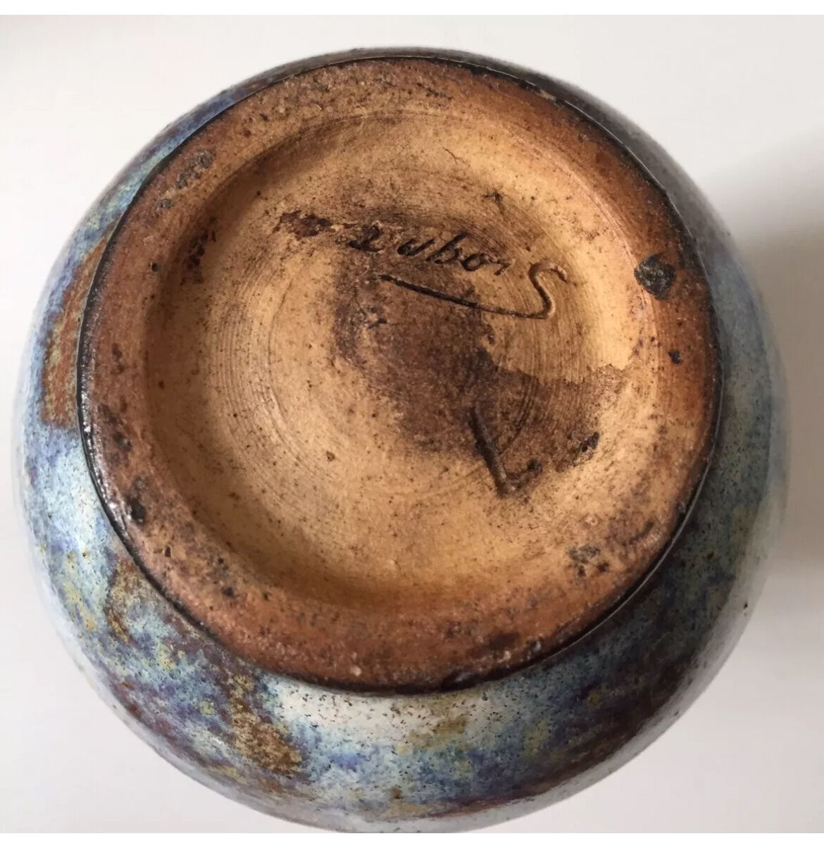 Vase en grès de Bouffioulx vintage signé Dubois
