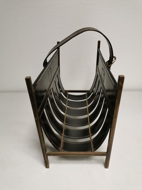 Porte revue vintage en cuir années 50