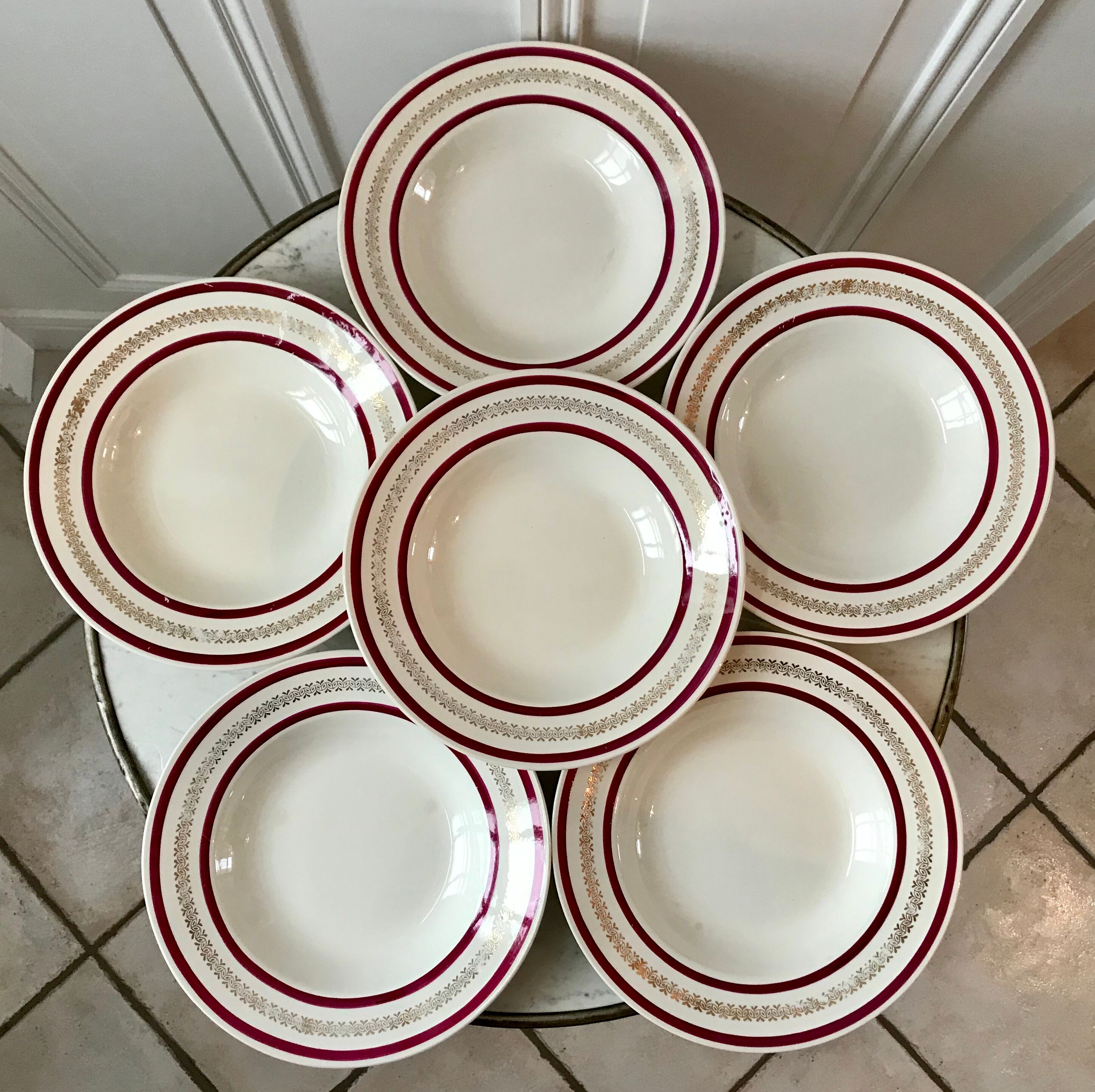 Set of 6 hollow plates Gien 50s