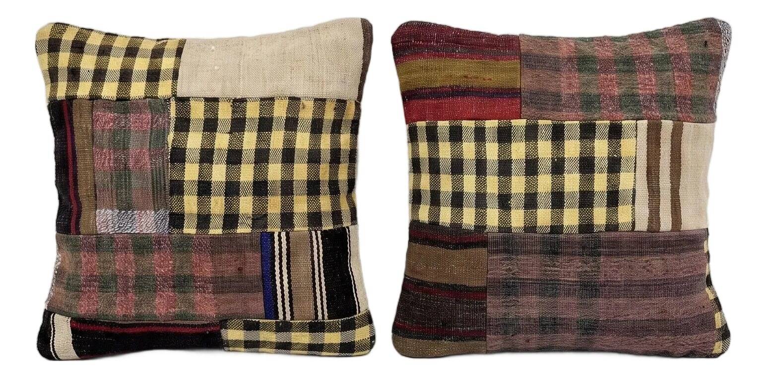 Set of 2 vintage kilim cushion covers 51x51 cm