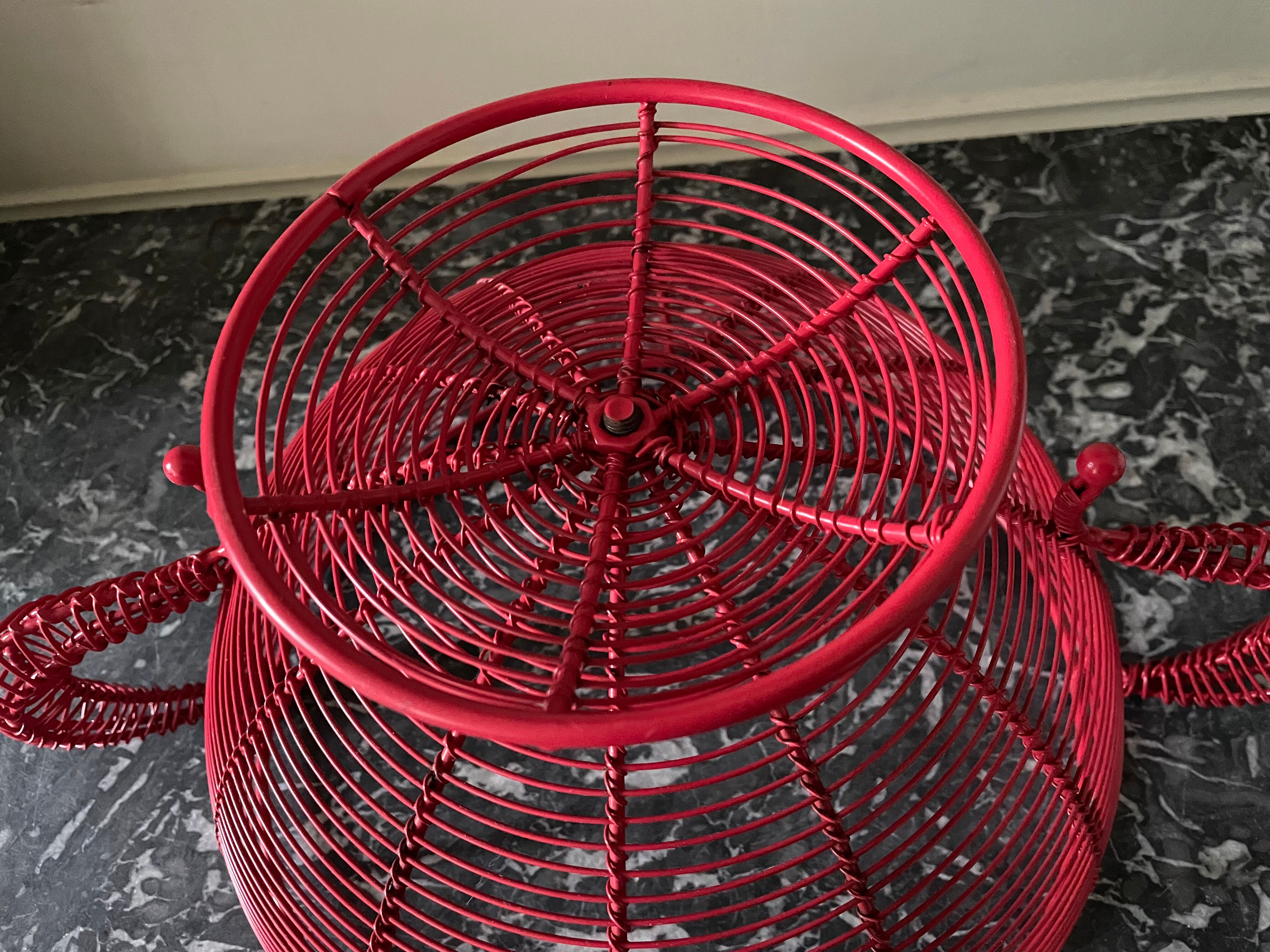 Red wired metal fruit basket