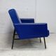 Sofa imitation leather blue and steel, 3 seats, France, circa 1960