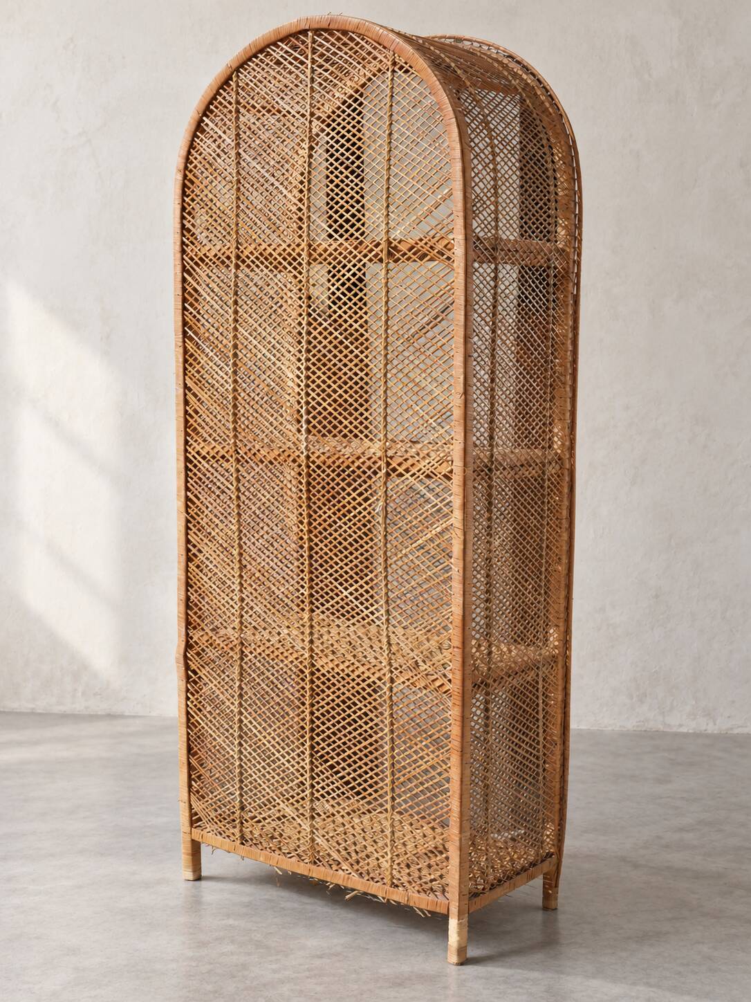 Large woven bamboo shelf