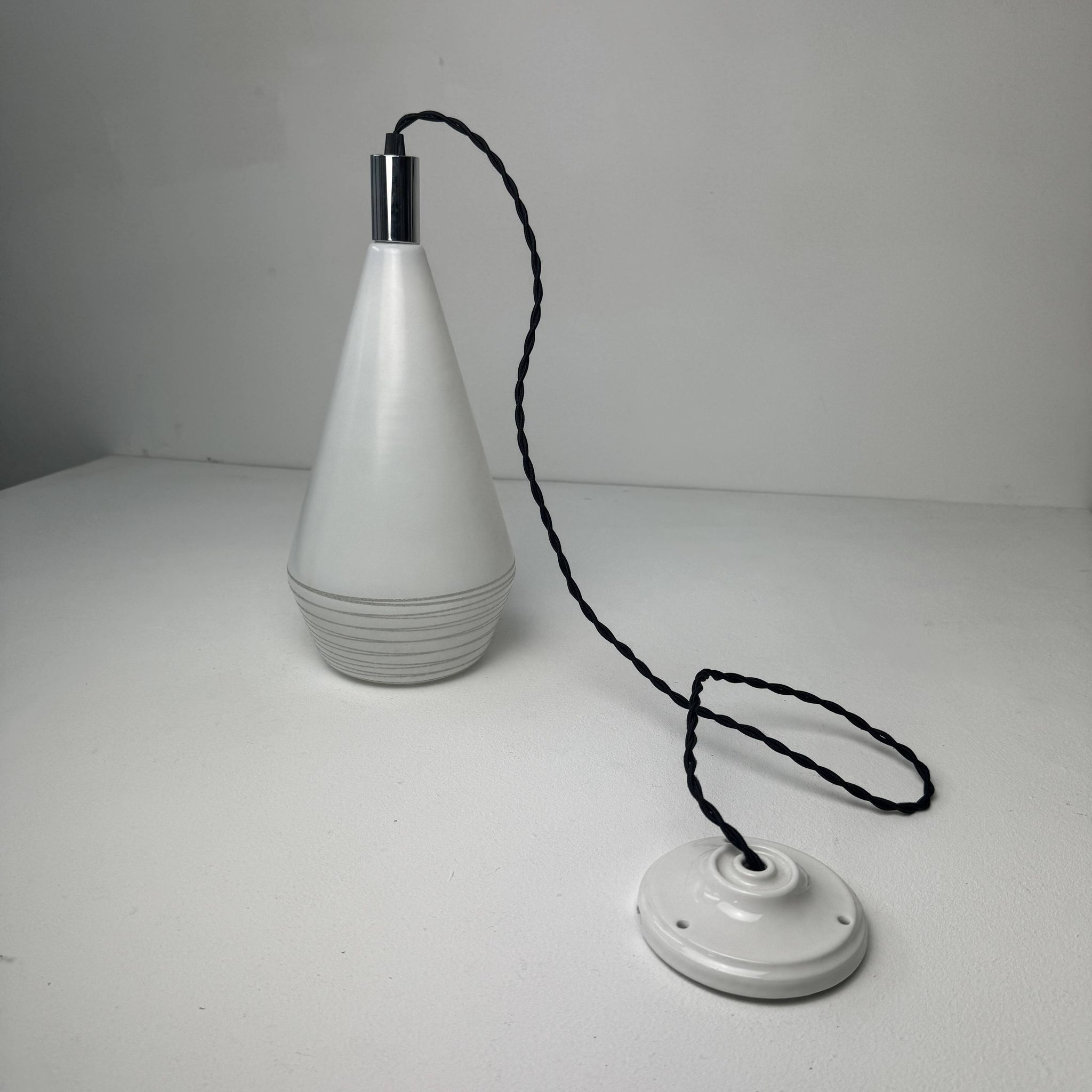 Vintage glass suspension light 1970