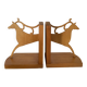 Pair of zoomorphic reindeer wooden bookends