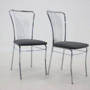 Set of Six Italian Chrome and Bouclé Dining Chairs, 1970s