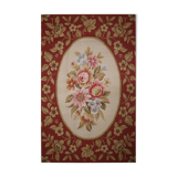 NEW Traditional Floral Needlepoint Rug Handmade Red Cream Wool Area Rug- 91x152cm