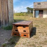 Large vintage wooden chest gymnast plinth