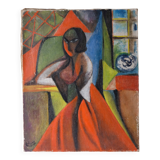 Expressionist Woman Cubist Portrait Painting