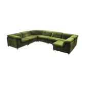 Canapé modulaire velours vert des années 70 vintage