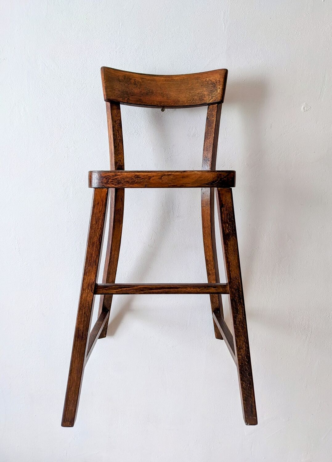 High chair in varnished wood 50s