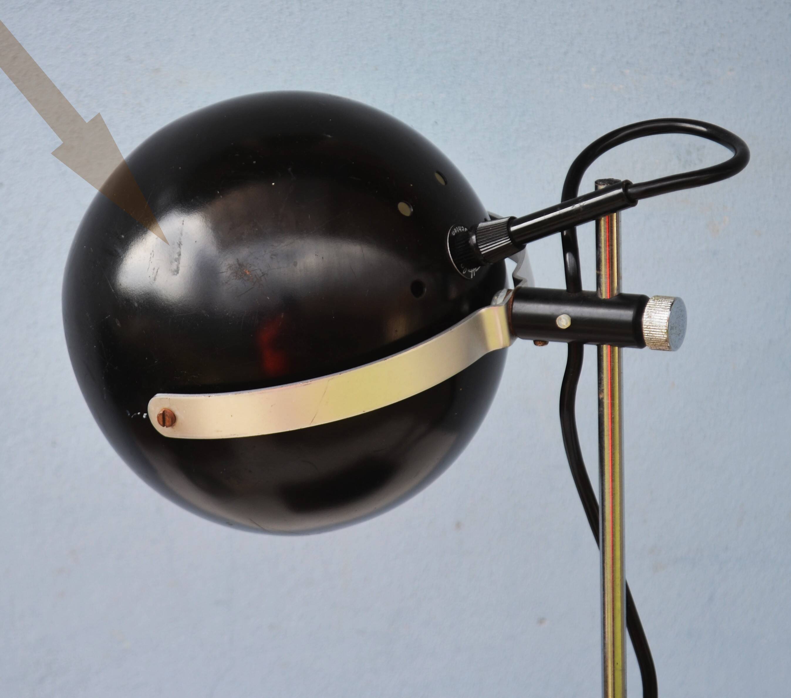Mid Century Lamp Halo Leuchte Ball Eye - Space Age Black  - Germany Made