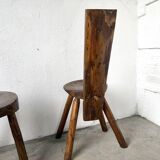 Set of three alpine chairs in solid pine, France, 1950s.