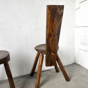 Trio de chaises d'alpage en pin massif, France, années 1950
