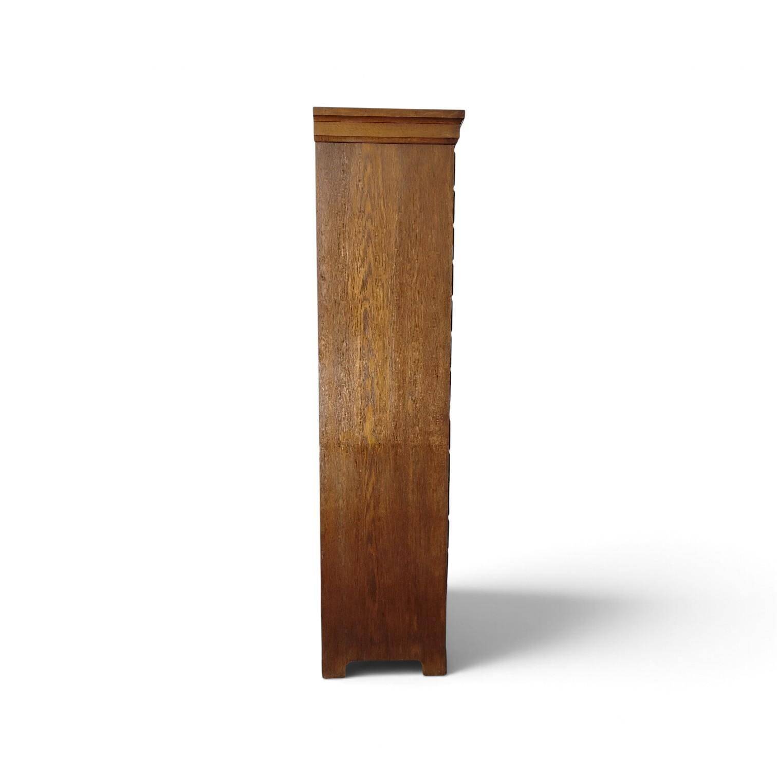 Danish Oak Archive Cabinet with Pull-Out Shelf, ca. 1925–1950