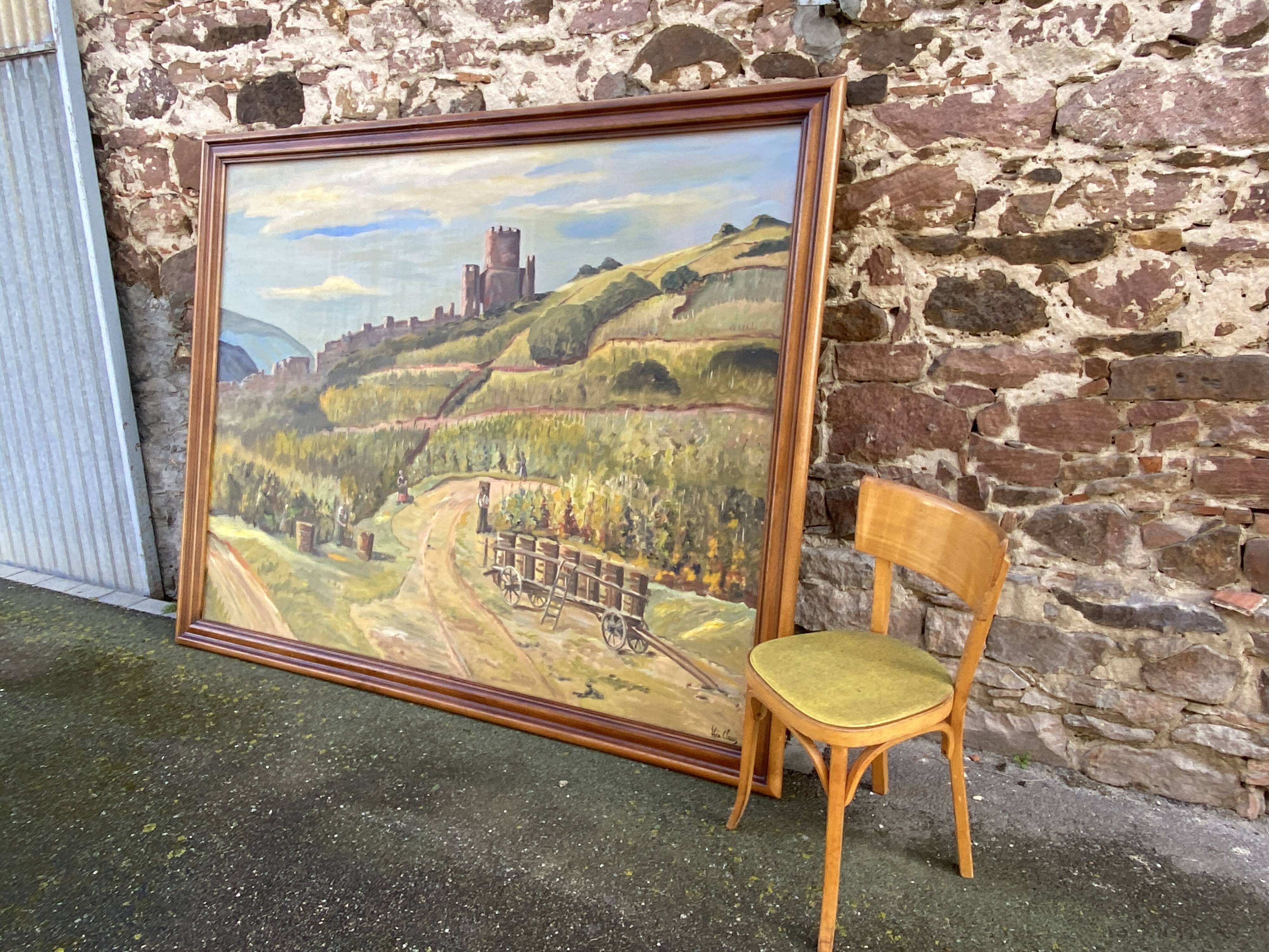 XXXL painting Alsatian landscape VINE Viticulture Harvest Vineyard By Théo