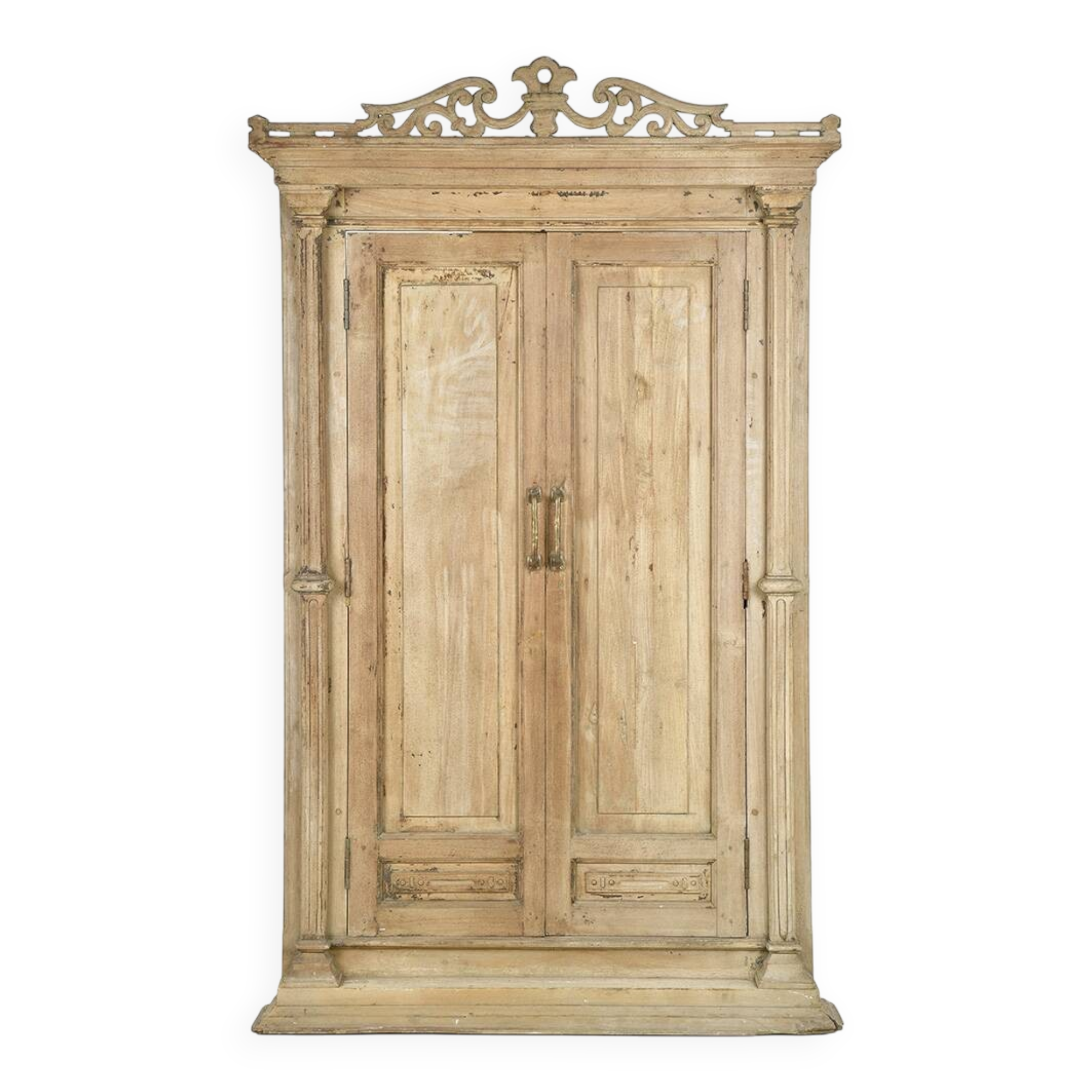 Antique Indian double-leaf door in carved solid wood